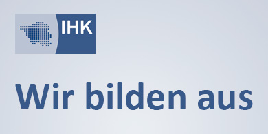 IHK-Logo oben links und der Text 'Wir bilden aus' auf hellem Hintergrund